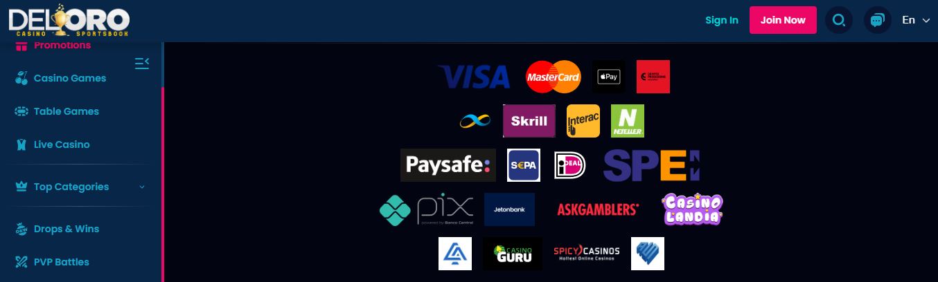 Make deposits using Visa Skrill Pix payment methods
