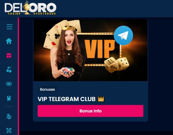 Join Del Oro VIP Telegram Club and claim exclusive bonus rewards